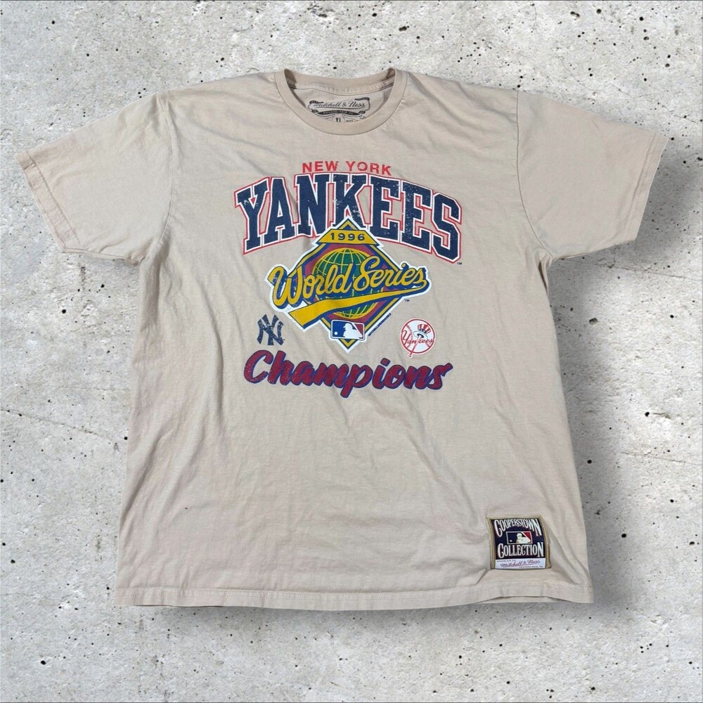 Mitchell Ness New York Yankees 1996 World Series Champions Shirt Mens XL Beige